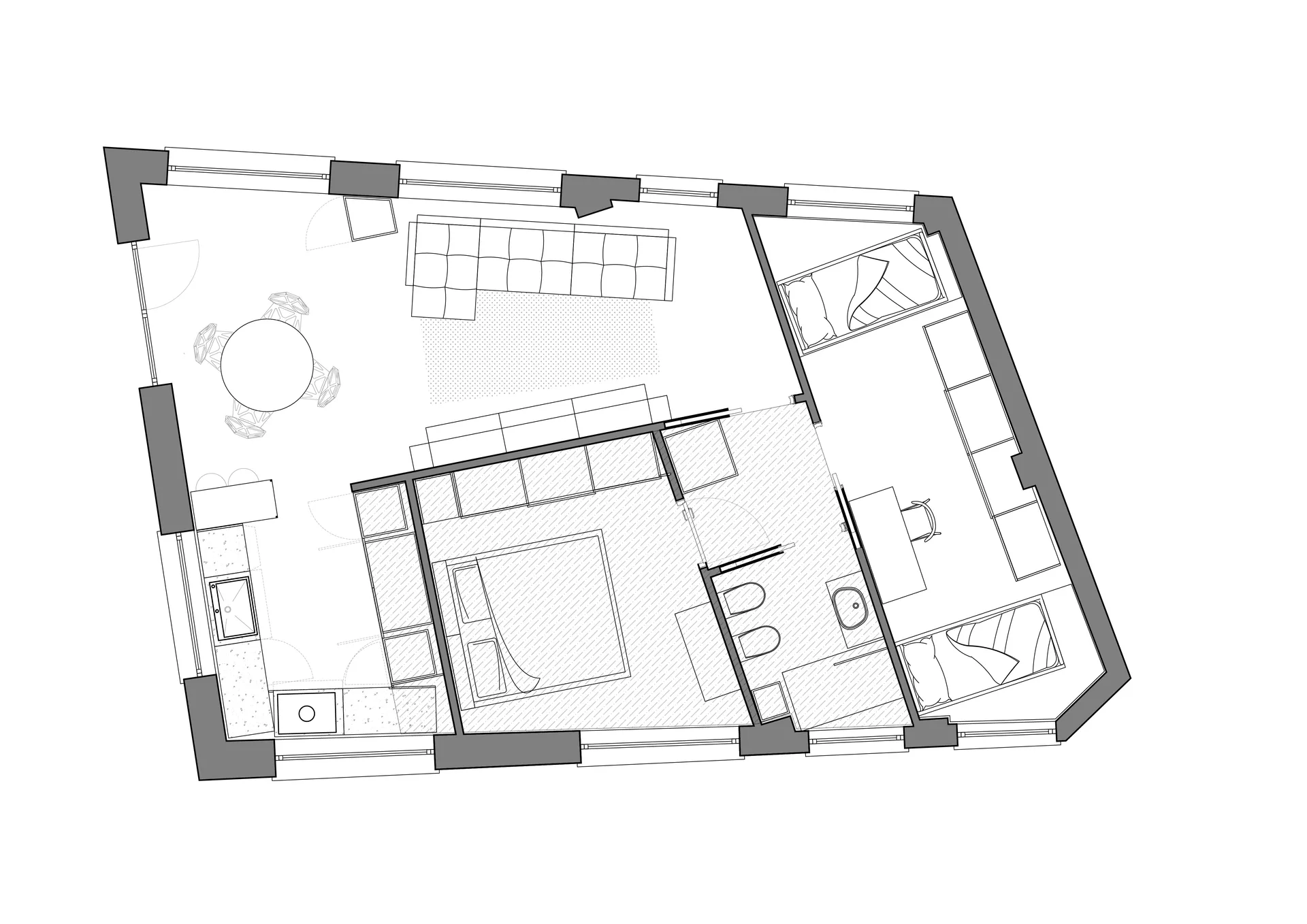 Planimetria progetto Former Factory Converted into Luxury Loft - Artheco Interior Design